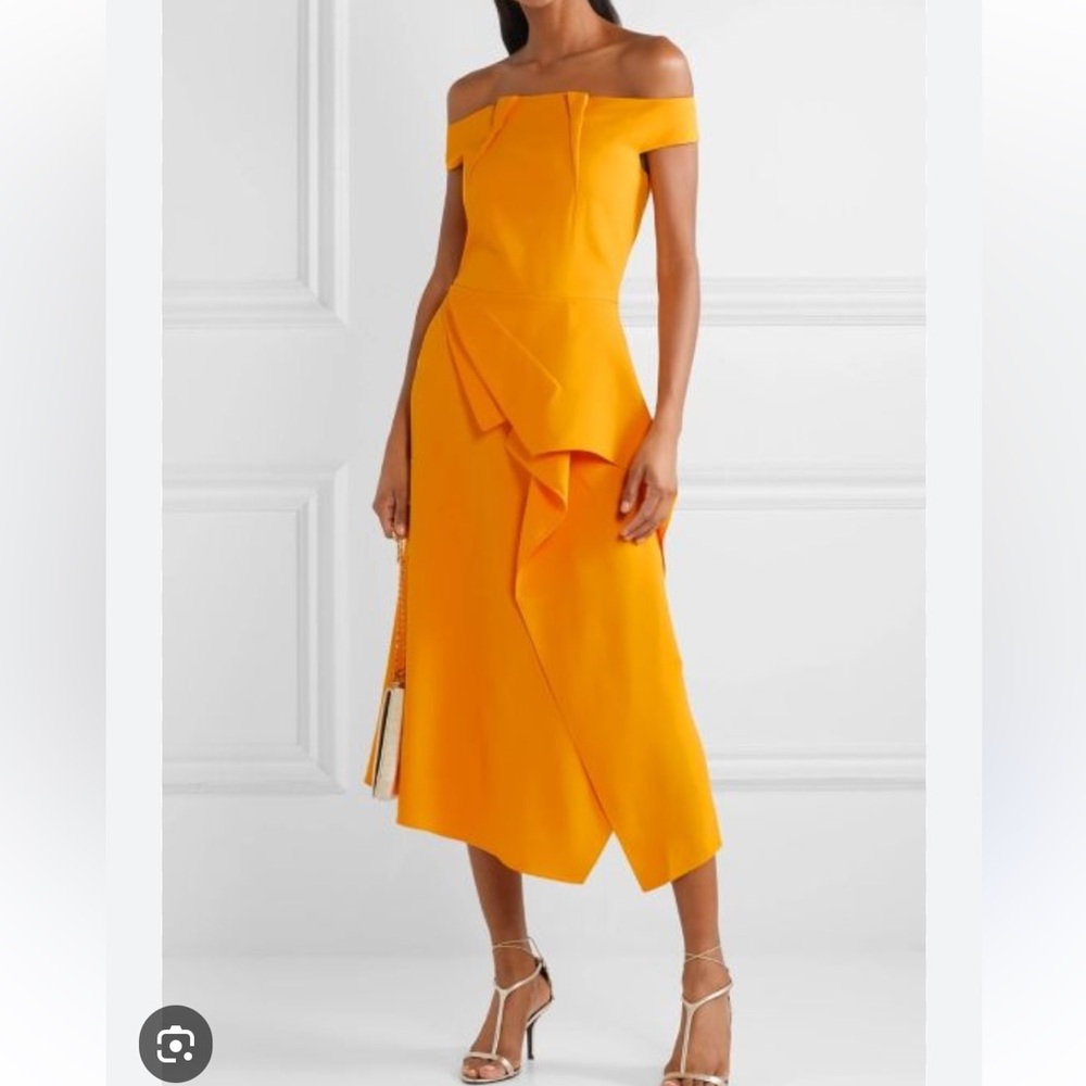 Elegant Off-Shoulder Orange Dress